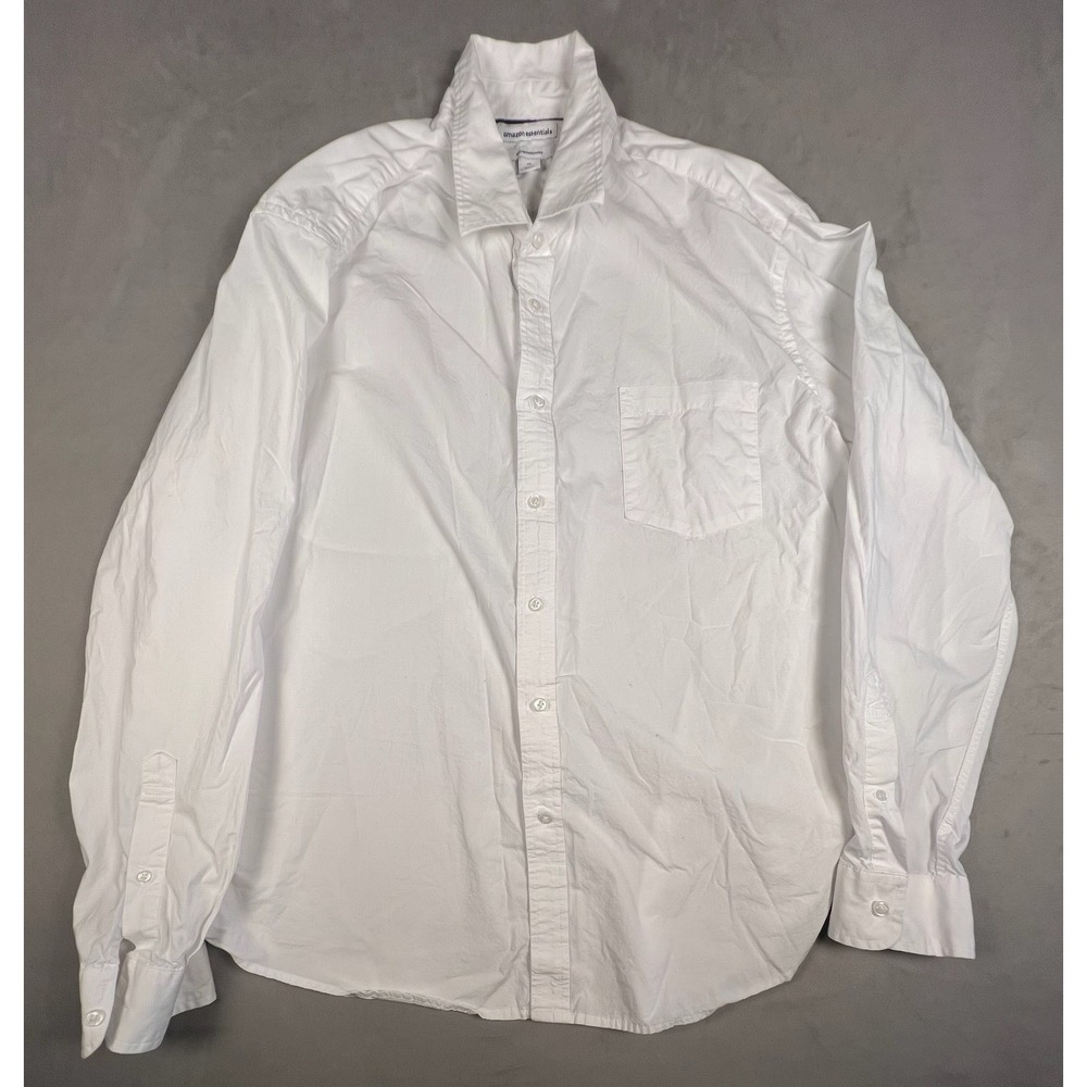 Amazon‎ Essentials Mens White Slim Fit Long Sleeve Button Down Shirt XXL Poplin